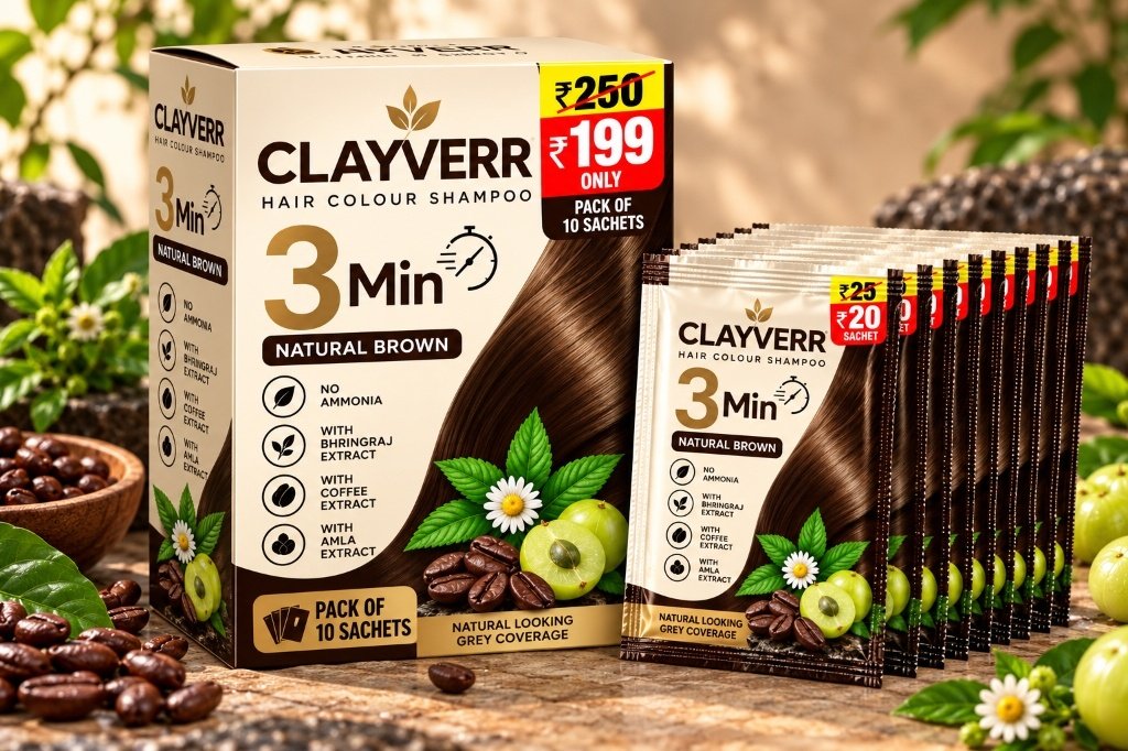 Clayverr Hair Colour Shampoo — Natural Brown